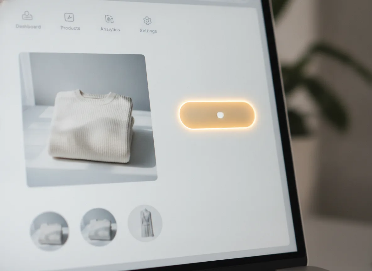 Dashboard met één-klik-knop om een kledingfoto door te sturen naar een advertentietool voor Facebook en Instagram