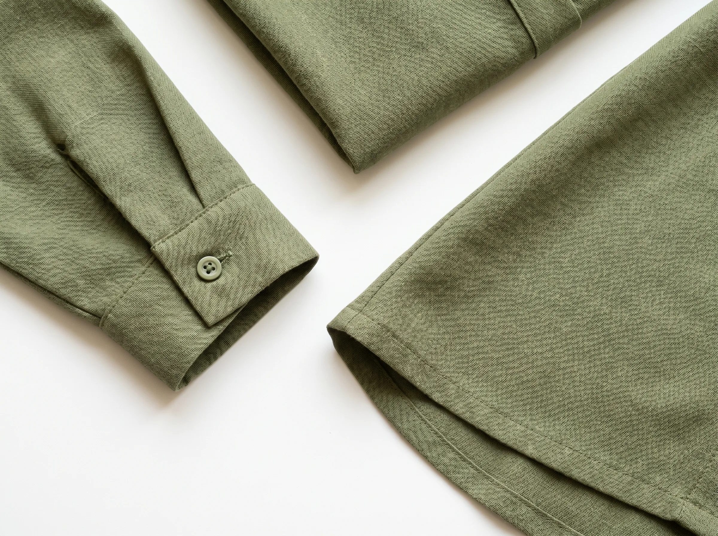 Detailopname van zoom, manchet en kraag van een modest fashion blouse