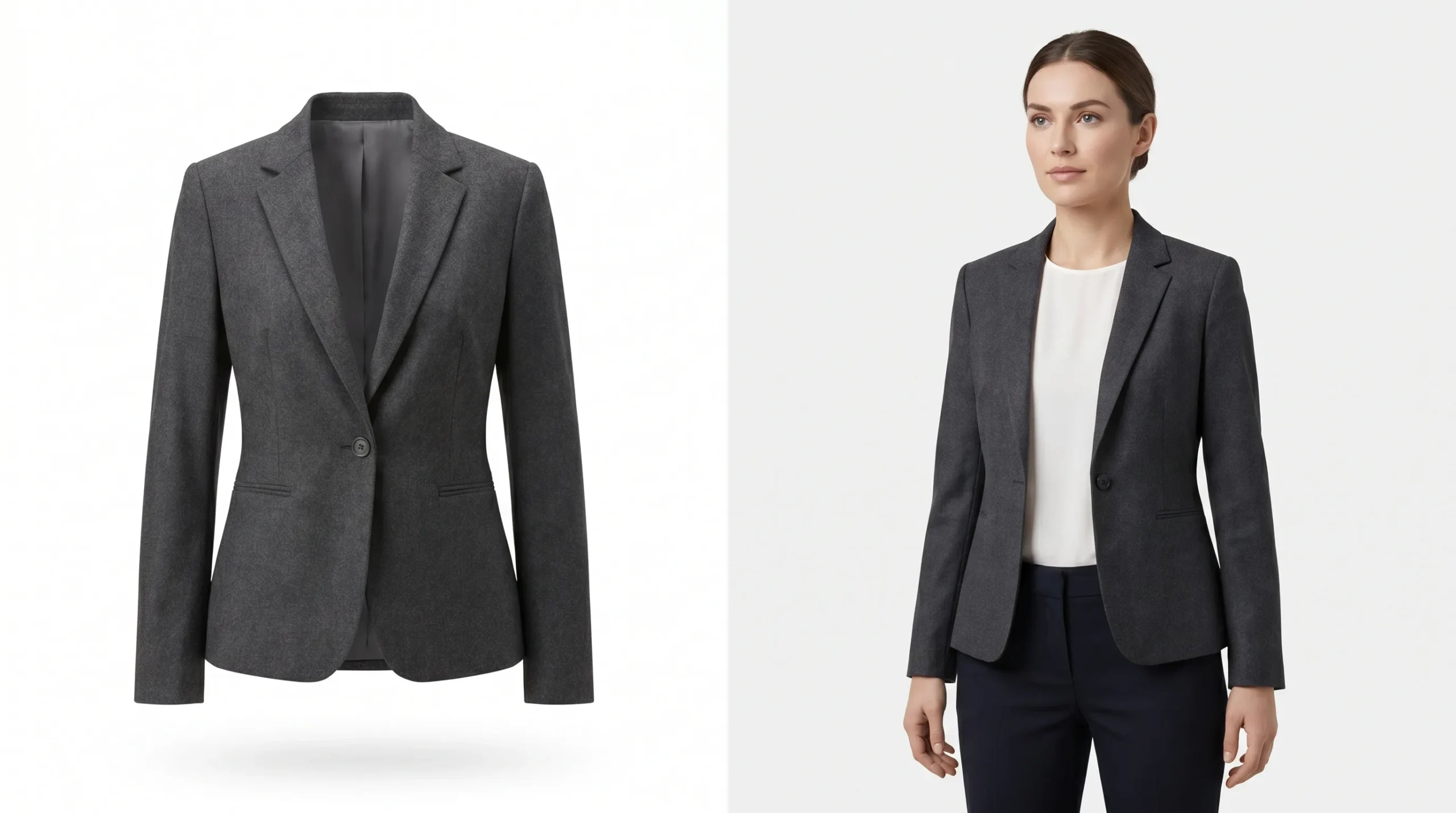 modelfoto's kleding zonder model — Vergelijking van een productfoto en modelfoto's van kleding zonder model, gegenereerd met AI modelfoto's kleding zonder model — Vergelijking van een productfoto en modelfoto's van kleding zonder model, gegenereerd met AI