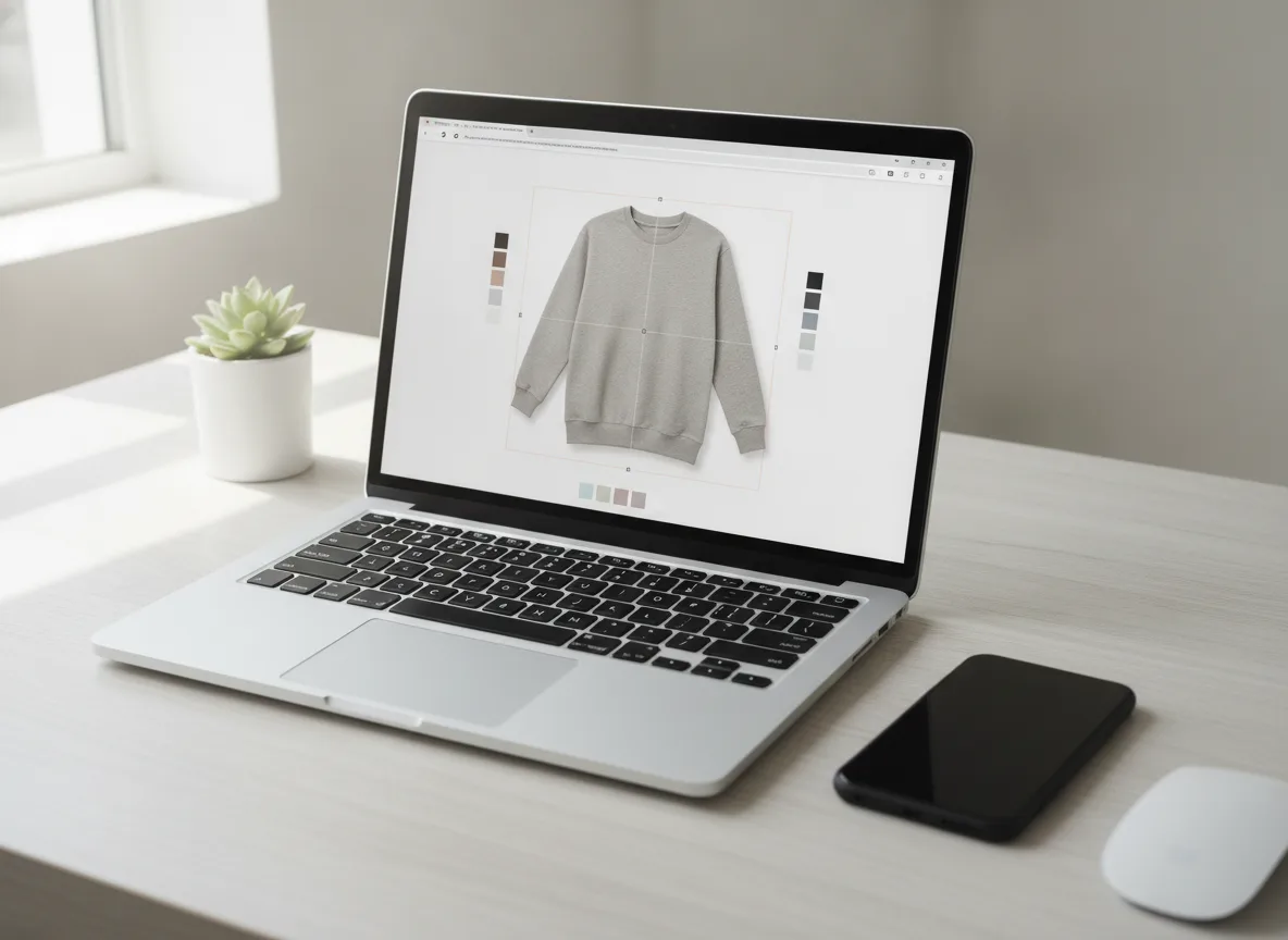 FashionPix Studio op laptop met geüploade kledingfoto klaar voor verdere bewerking